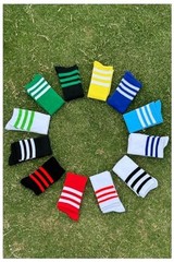 Women’s Comfort Striped Knee High Socks Long One Size Black With Red Stripes