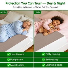 Bed Pads Washable Waterproof for Incontinence, Tuckable Underpads Stay in Pla…