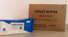 Global Medical Adult Wipes 600 Count 9″x13″ Aloe Hypoallergenic 12 Packs