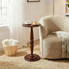 Swallowliving Round Pedestal Side Pine Wood Drink For Small Spaces 25 Tall