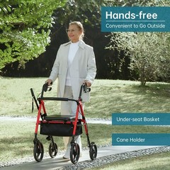 YF-9007B Dual-Brake Ergonomic Handgrip Rollator Walker 10″ Wheels