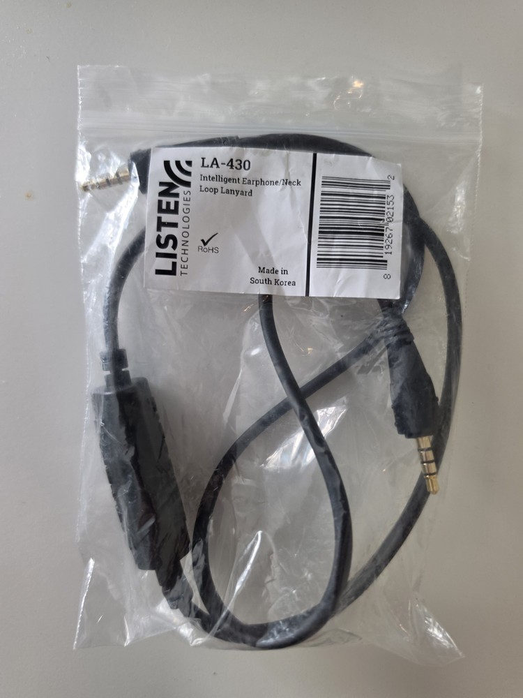New Listen Technologies Neck Loop Lanyard Cable LA-430 for Hearing Aids RoHS
