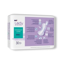 Seni Lady Maximum Female Incontinent Pad Long Length 11″ L S-5P30-PS1 30 Ct