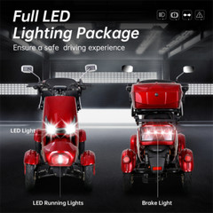 Heavy Duty 4 Wheels Mobility Scooter 3 Speed 800W 31 Miles 440lb Capatity Red