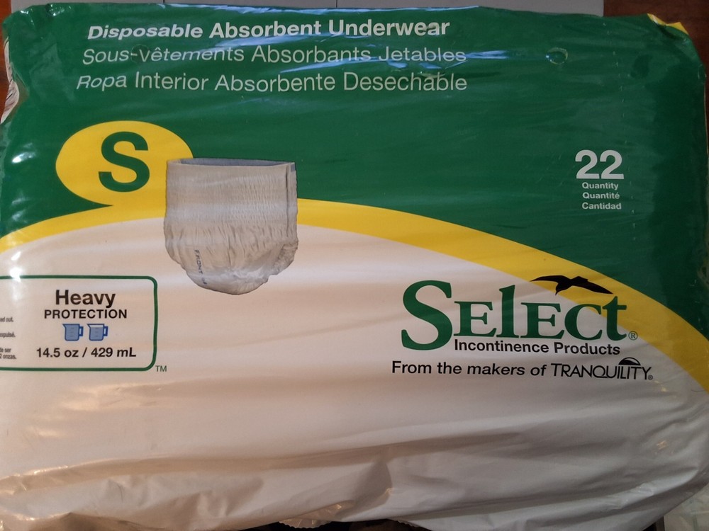 Tranquility Select Disposable Absorbent Underwear Small, Pack of 22, 4 Packs