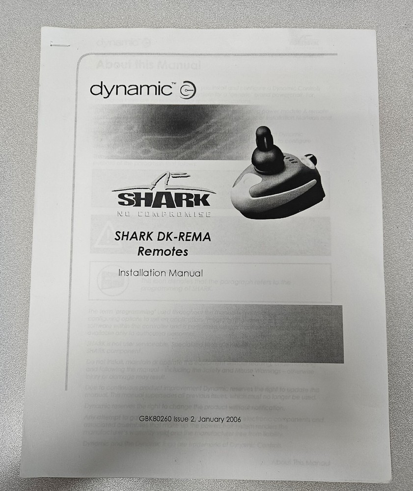 Used Pride Merits Golden Dalton Shark DK-REMA Remotes Joystick Controller Manual