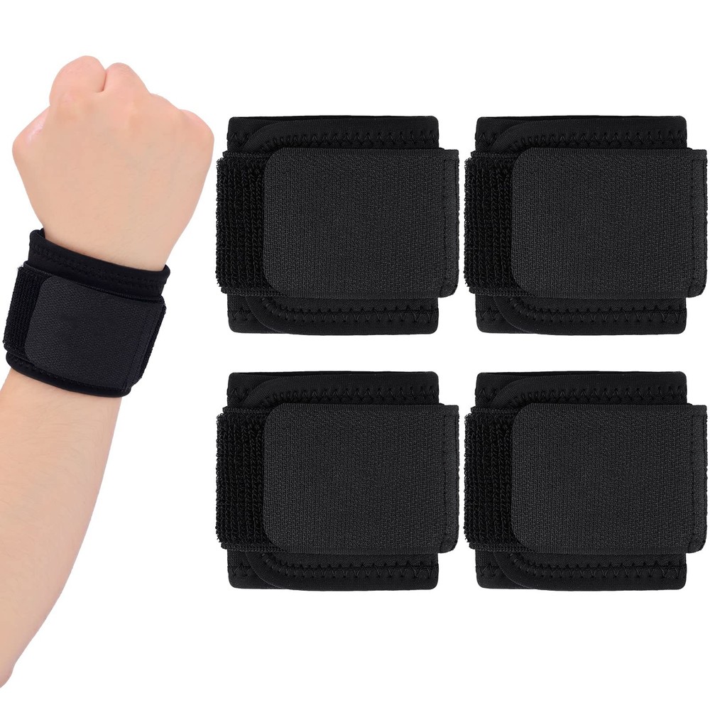Threan 4 Pcs Wrist Brace for Lifting Carpal Tunnel Work Black
