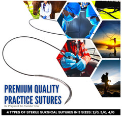 Sutures Thread with Needle (24 Mixed 2/0, 3/0, 4/0) – Practicing Suturing; Taxid