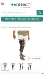 New Coretech LEFT Knee Brace 845 OA Size Small (SUP2079BLKRS) HCPCS L1845 L1852