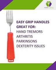 NEW 3 Piece Easy Grip Red Flatware Set, Bendable Built Up Fork, Knife, and Spoon