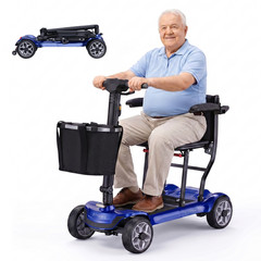 Foldable Mobility Scooter 4 Wheel 42lb Lightweight 15Mile 265lb Airline Approved