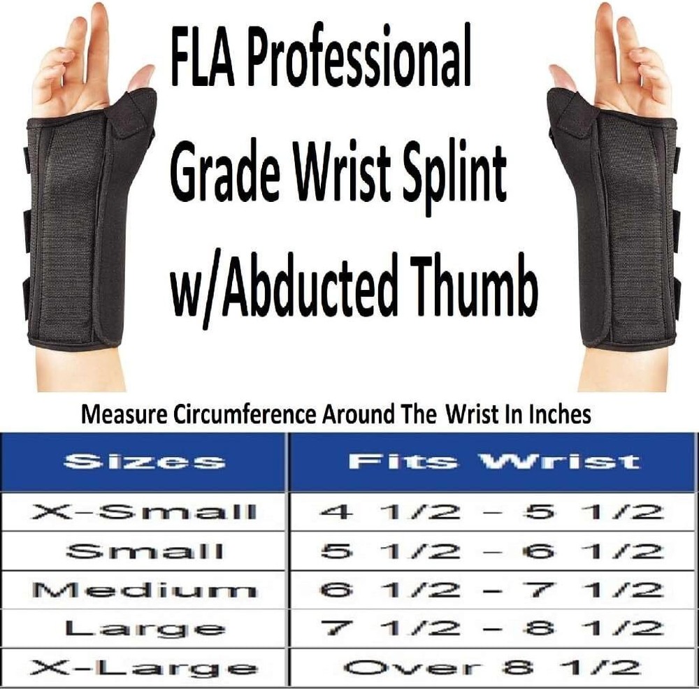 FLA Composite Splint with Abducted Thumb Right Hand Medium Black