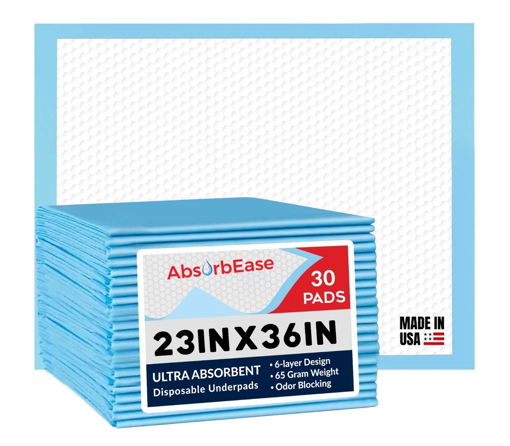 23×36 Ultra Absorbent Adult Incontinence Disposable Bed Underpads, Made in USA