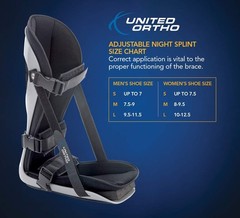 United Ortho Plantar Fasciitis Night Splint Foot Brace Left Right Black
