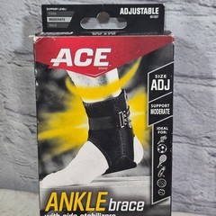 ACE Brand Ankle Support with Side Stabilizers Adjustable Black 1 Brace Open Box