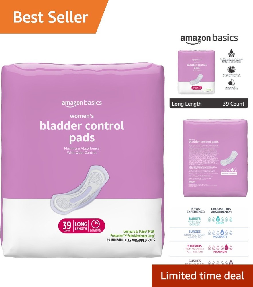 Maximum Absorbency Incontinence Pads for Women – 39 Count