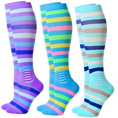 Compression Socks Women Ankle Support Medium Blue+purple+light Green-3 Packs