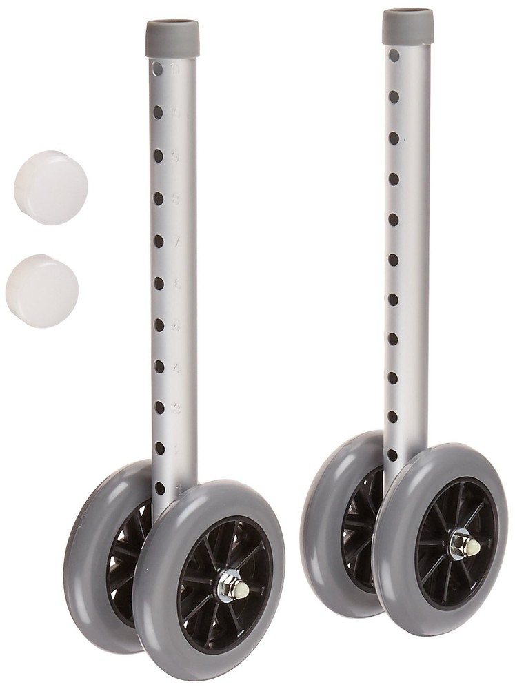 44379 Double 5″ Wide Wheels and Glide Cap for Bariatric Adjustable Walker, Ro…