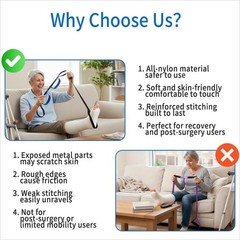 2 Inch Leg Lifter Strap Hand Grip Adult Senior Elderly Long Legs Mobility Aids