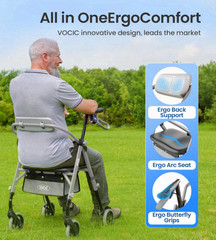 Walkers for Seniors Z11 Rollator Walker with Seat, Foldable All Terrain, 380lbs