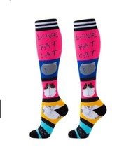 5 Pairs Compression Socks – Cat Design for Nurses, Sports & Everyday