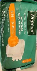 Depend Incontinence Underwear Unisex Briefs Size S/M w/ Tabs 20 Count NEW Sealed