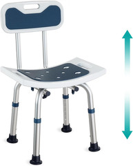 Shower Chair Adjustable 15-19″ Height Non-Slip Feet 300 lb Capacity – Dark Blue