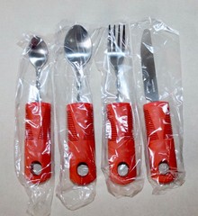 Carex Adaptive Cutlery Set ~ Red Set of 4 Oversized Bendable Utensils BRAND NEW