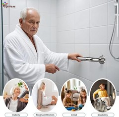 2 Pack 24 Inch Shower Grab Bar with Anti-Slip Grip, Chrome Stainless Steel Ba…
