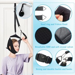 Cervical Neck Traction Head Brace Over Door Quick Pain Relief Decompression