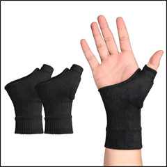 1 Pair Breathable Thumb-Wrist Compression Gloves with Gel Padded Wrist Support f