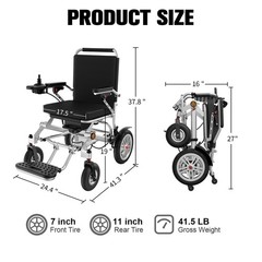 Lightweight Foldable Electric Wheelchairs 38LB For Adults All Terrain 500W Moter