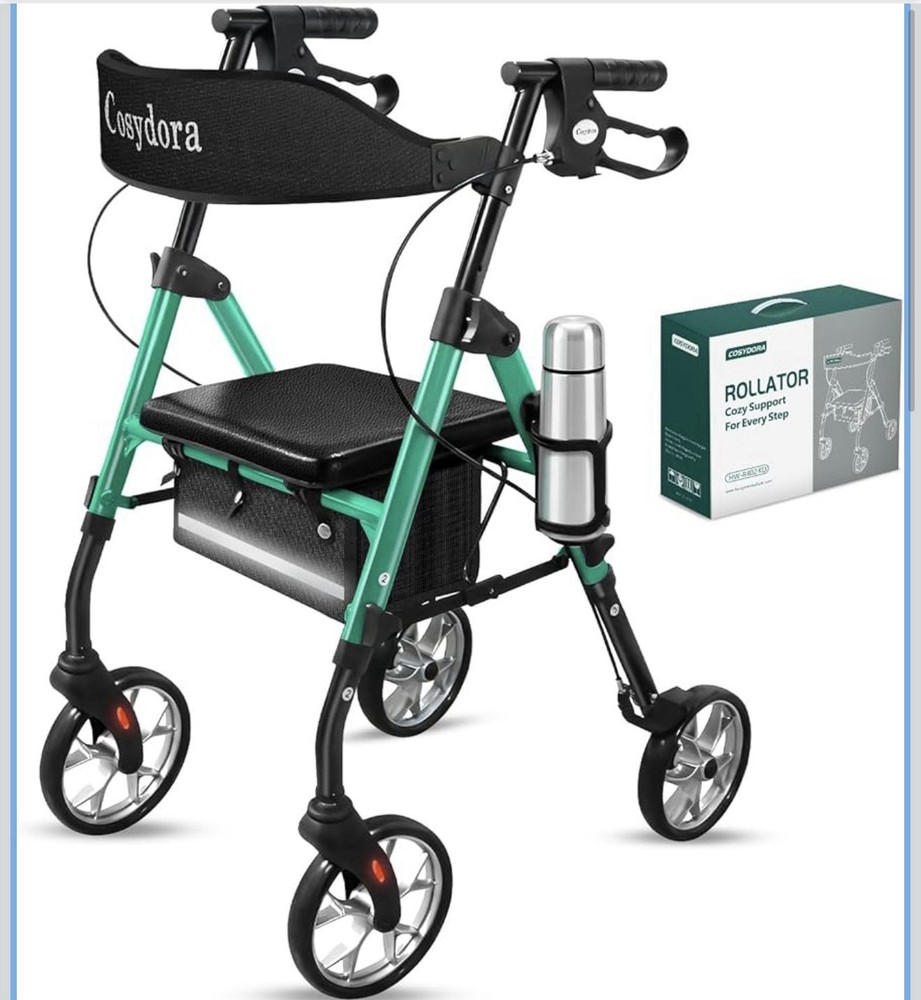 Cosydora Rollator Walker for Seniors w/ Seat, 13.6 Lbs, 350Lbs Limit, 8” Wheels