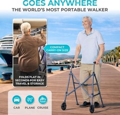 Space Saver Walker, Lightweight Folding Rolling Mobility Aid for Seniors & Ad…