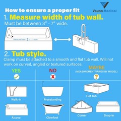 Vaunn Medical Bathtub Handle Grab Bar and Safety Rails for Seniors, White
