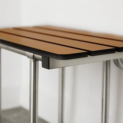 Seachrome 24-inch ADA Folding Shower Seat with Legs, Teak Phenolic 24″,
