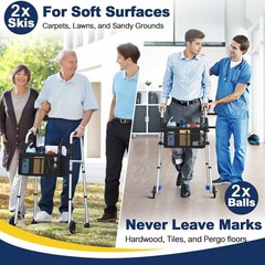 Lightweight Folding Walker with Wheels, Adjustable Height, Supports 350 lbs, Inc