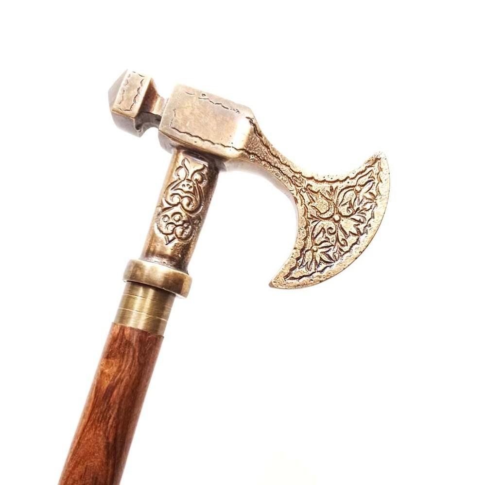 Viking Walking Cane Handmade Vintage Walking Cane Wooden Walking Stick Brass …