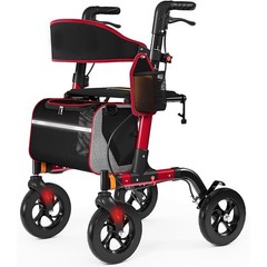Foldable Rollator Walker 350 lb Capacity w/ 18″ Seat & 8″ Wheel Rolling Walker