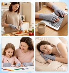 FRCTLNKG 3 Pairs Bamboo Compression Gloves, Bamboo Arthritis Gloves with Ligh…
