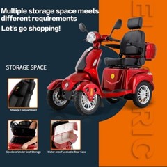 Heavy Duty 4 Wheel Mobility Scooters 500lbs 800W All Terrain for Seniors Adults