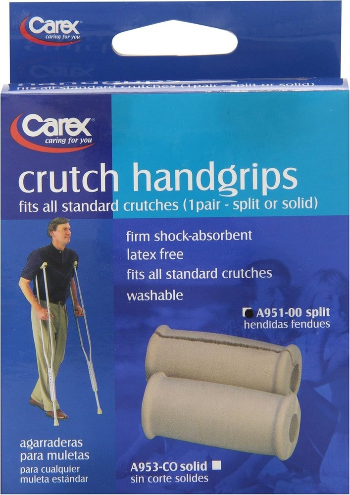 Carex Solid Crutch Handgrips Universal Fit Washable, Latex Free