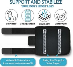 Dog Front Leg Brace, Pair of Brace with Metal S/M (1 Pair), Black