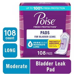 Women’s Incontinence Pads for Moderate Bladder Leakage Long Length 4 Drop