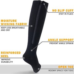 Copper Zipper Compression Socks Support Graduated Stockings Mens Women 20-30mmHg