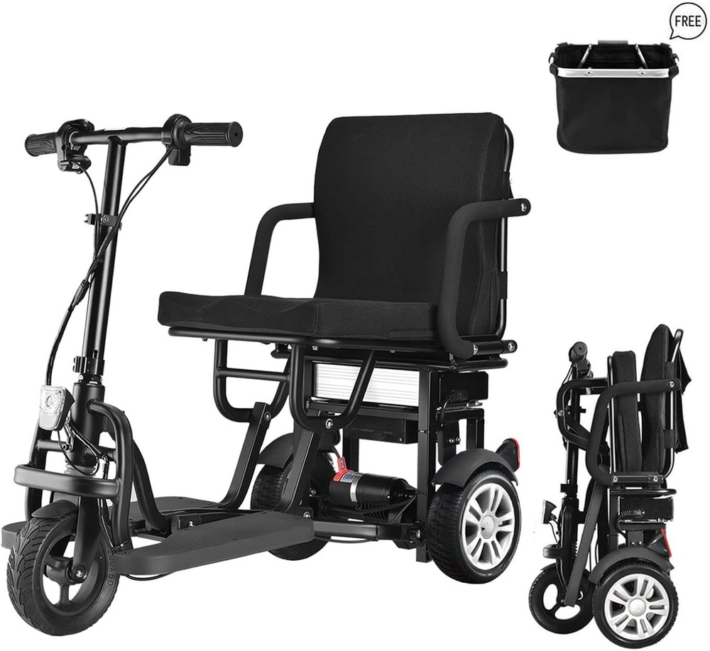 3Wheel Fold Mobility Scooter for Adults, Electromagnetic Braking, 25 Miles Range