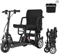 3Wheel Fold Mobility Scooter for Adults, Electromagnetic Braking, 25 Miles Range