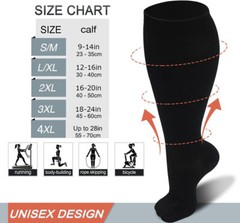 S M L 2XL 3XL 4XL Compression Socks Women Men Wide Calf Flight Socks Knee High
