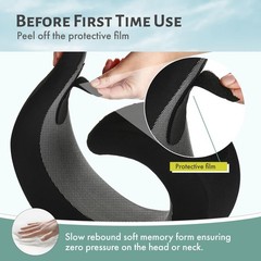 Travel Memory Foam Pillow – Adjustable Size. Essentials for Head, Chin Black