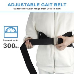 Gait Belts for Seniors, Transfer Belt with Handles, Gate Medical Black